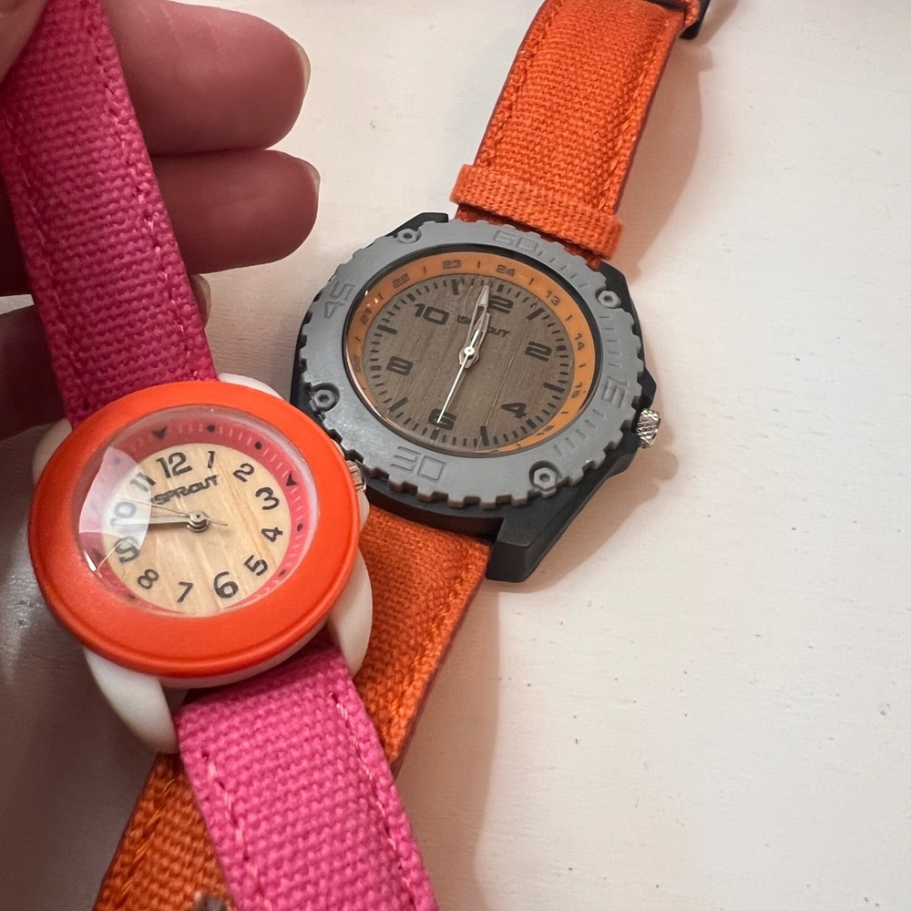 His & Hers iSprout Eco Friendly Watches & Organic Cotton Straps Needs Batteries